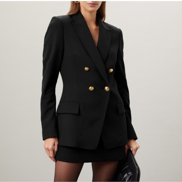 A.L.C. Black Blazer Gold Buttons A.L.C. Sedgwick II Double Breasted Size 0 NWOT - Picture 1 of 10